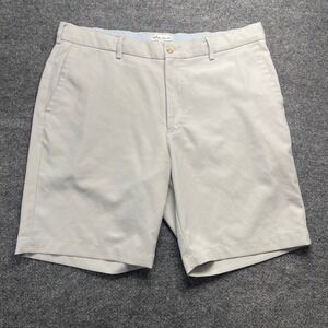 Peter Millar Mens Performance Golf Shorts Light Gray Stone Size 35 Stretch